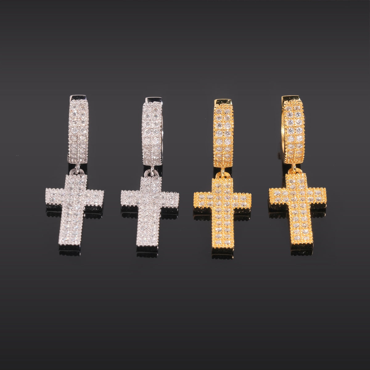 Moissanite Cross Drop Earrings- Miles Jewellery