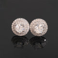 10mm Halo Moissanite Stud Earrings – Screw Back 925 Sterling Silver- Miles Jewellery