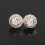 10mm Halo Moissanite Stud Earrings – Screw Back 925 Sterling Silver- Miles Jewellery