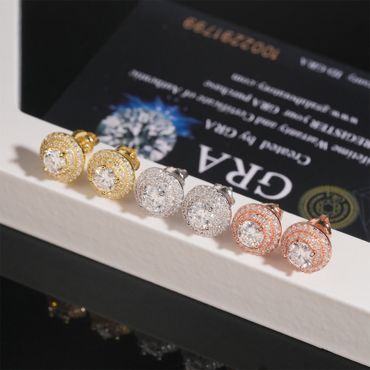 10mm Halo Moissanite Stud Earrings – Screw Back 925 Sterling Silver- Miles Jewellery