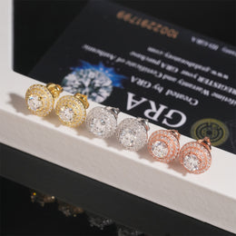 10mm Halo Moissanite Stud Earrings – Screw Back 925 Sterling Silver- Miles Jewellery