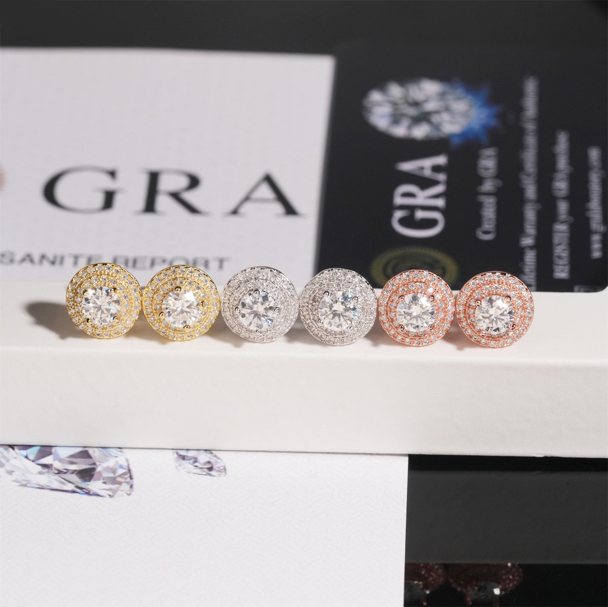 10mm Halo Moissanite Stud Earrings – Screw Back 925 Sterling Silver- Miles Jewellery
