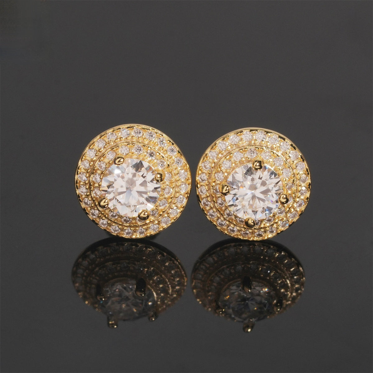 10mm Halo Moissanite Stud Earrings – Screw Back 925 Sterling Silver- Miles Jewellery