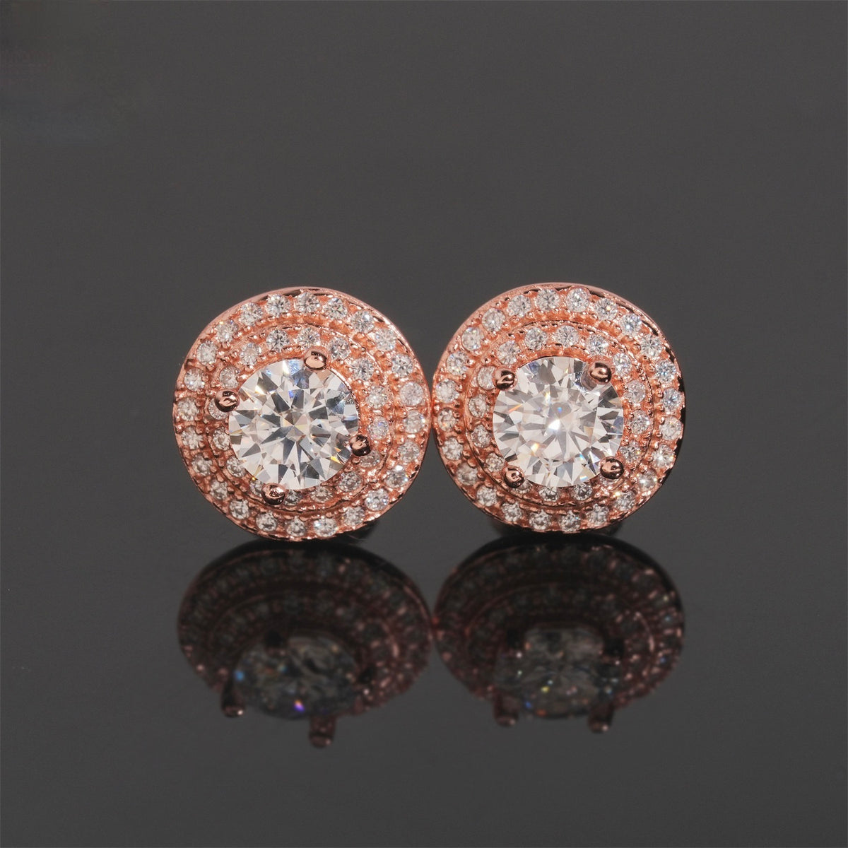 10mm Halo Moissanite Stud Earrings – Screw Back 925 Sterling Silver- Miles Jewellery