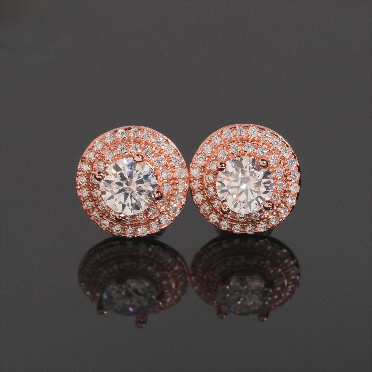 10mm Halo Moissanite Stud Earrings – Screw Back 925 Sterling Silver- Miles Jewellery