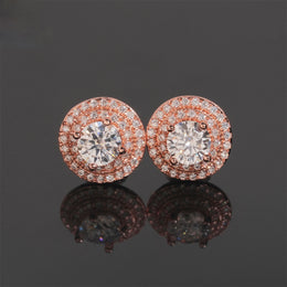 10mm Halo Moissanite Stud Earrings – Screw Back 925 Sterling Silver- Miles Jewellery