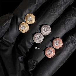 10mm Halo Moissanite Stud Earrings – Screw Back 925 Sterling Silver- Miles Jewellery