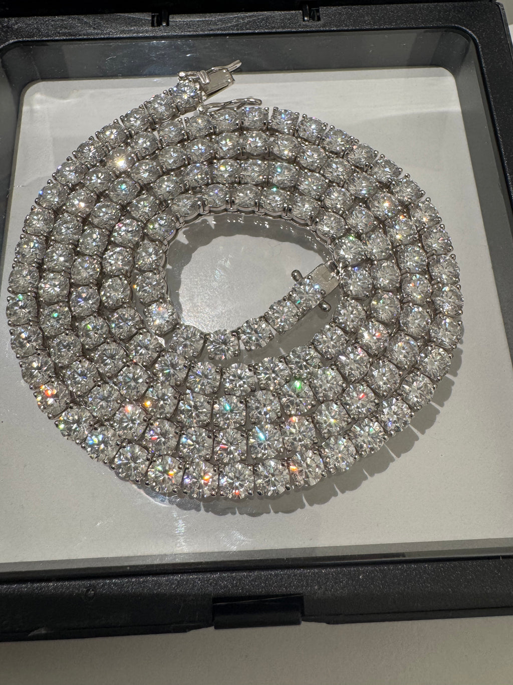 5mm VVS1 D Moissanite Tennis Chain – 925 Sterling Silver Necklace- Miles Jewellery