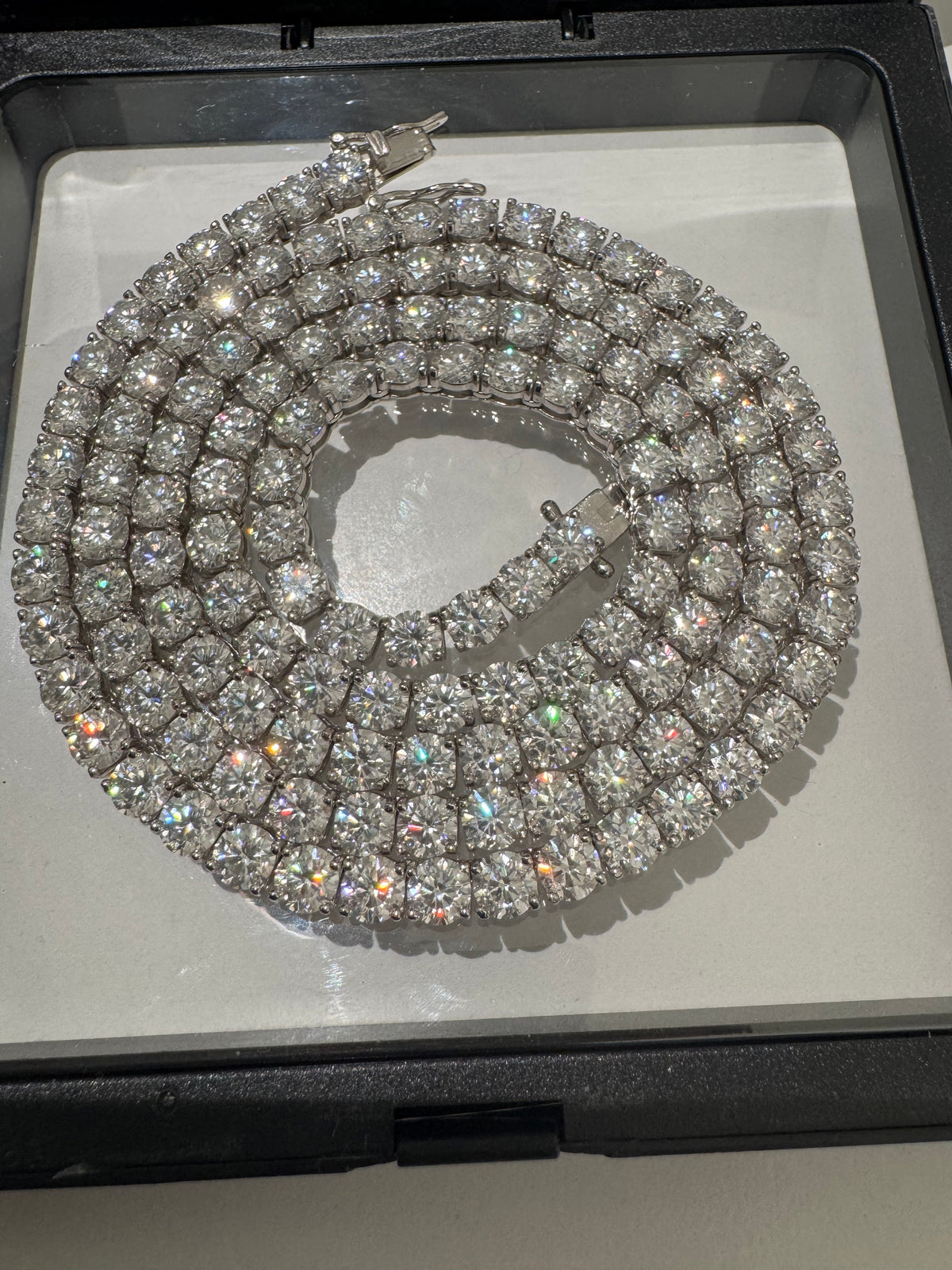 5mm VVS1 D Moissanite Tennis Chain – 925 Sterling Silver Necklace- Miles Jewellery