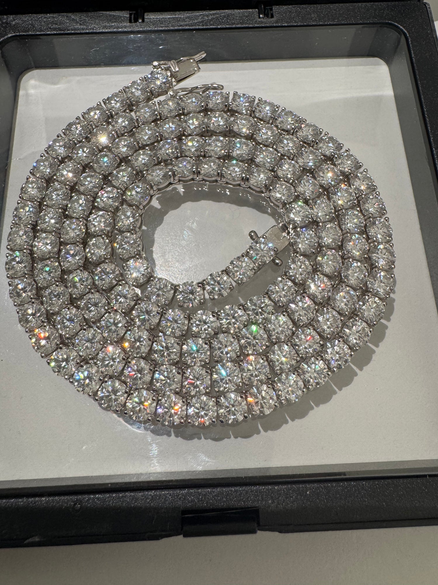 5mm VVS1 D Moissanite Tennis Chain – 925 Sterling Silver Necklace- Miles Jewellery