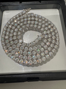 5mm VVS1 D Moissanite Tennis Chain – 925 Sterling Silver Necklace- Miles Jewellery