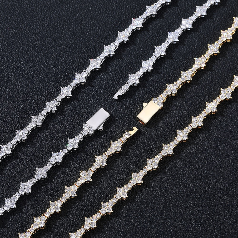 Star Tennis Chain Necklace – CZ Diamond Star Link Chain- Miles Jewellery