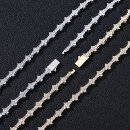 Star Tennis Chain Necklace – CZ Diamond Star Link Chain- Miles Jewellery