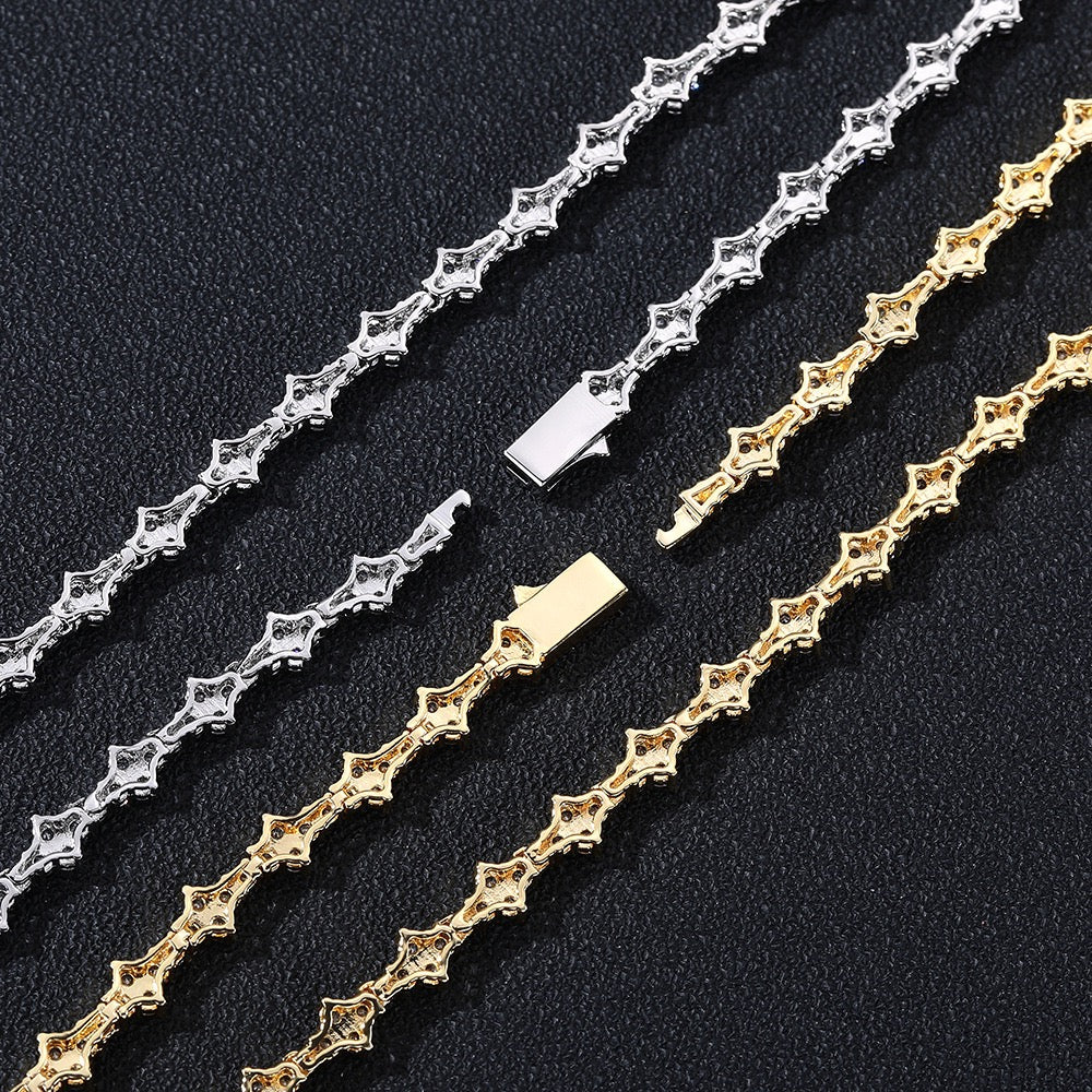 Star Tennis Chain Necklace – CZ Diamond Star Link Chain- Miles Jewellery