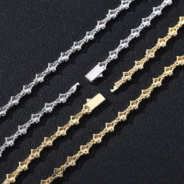 Star Tennis Chain Necklace – CZ Diamond Star Link Chain- Miles Jewellery