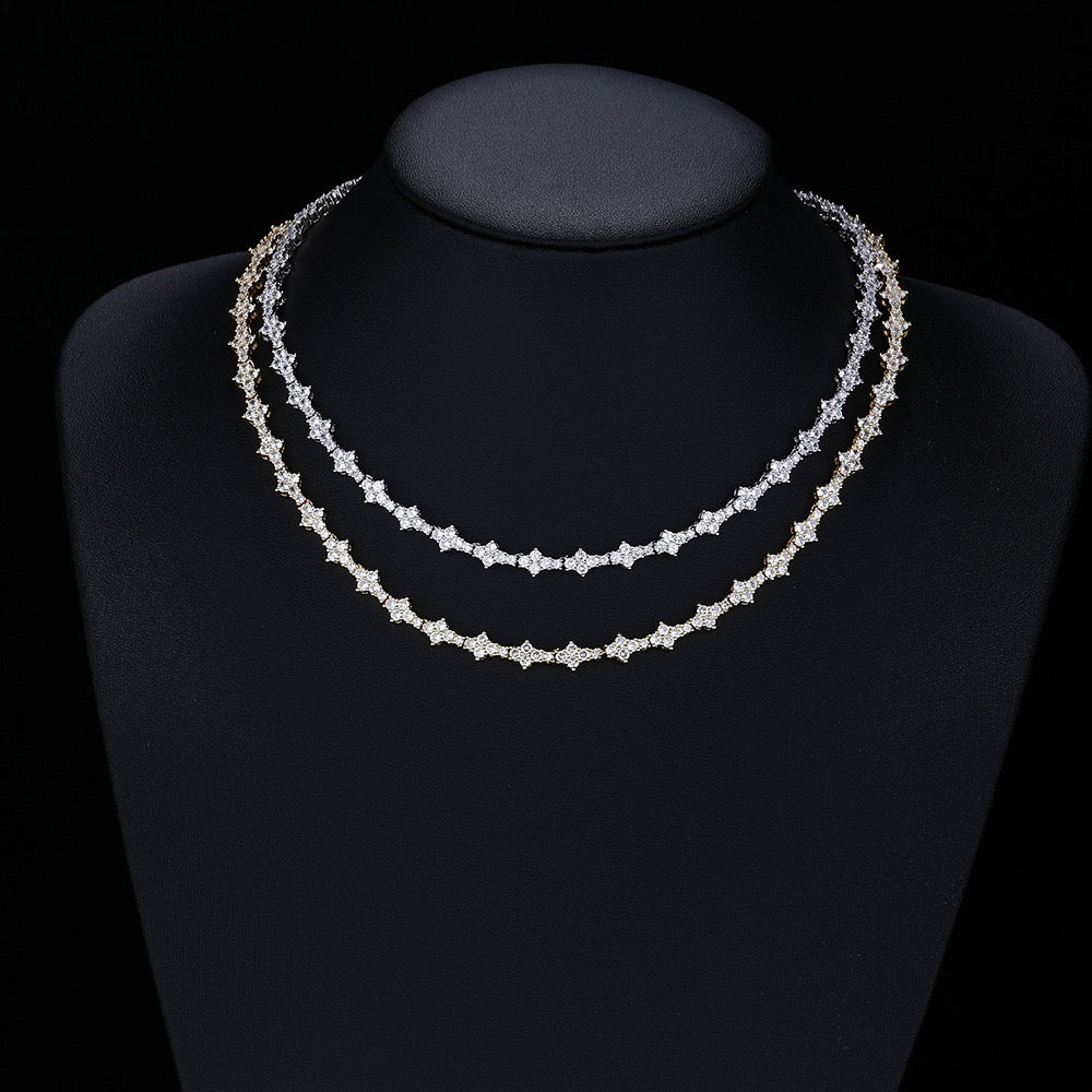 Star Tennis Chain Necklace – CZ Diamond Star Link Chain- Miles Jewellery