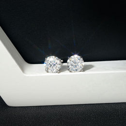 Certified VVS1 D Moissanite Stud Earrings – 925 Sterling Silver Earrings- Miles Jewellery