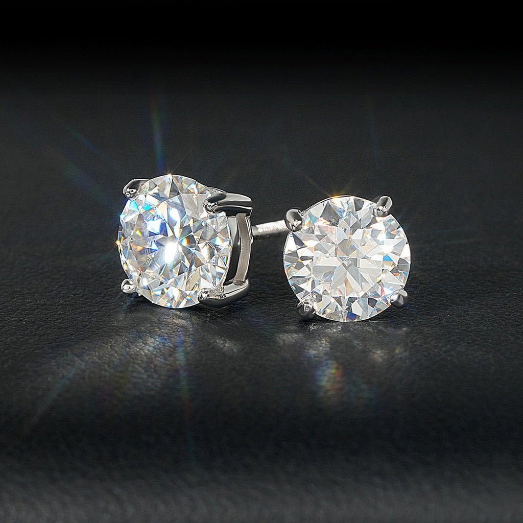 Certified VVS1 D Moissanite Stud Earrings – 925 Sterling Silver Earrings- Miles Jewellery