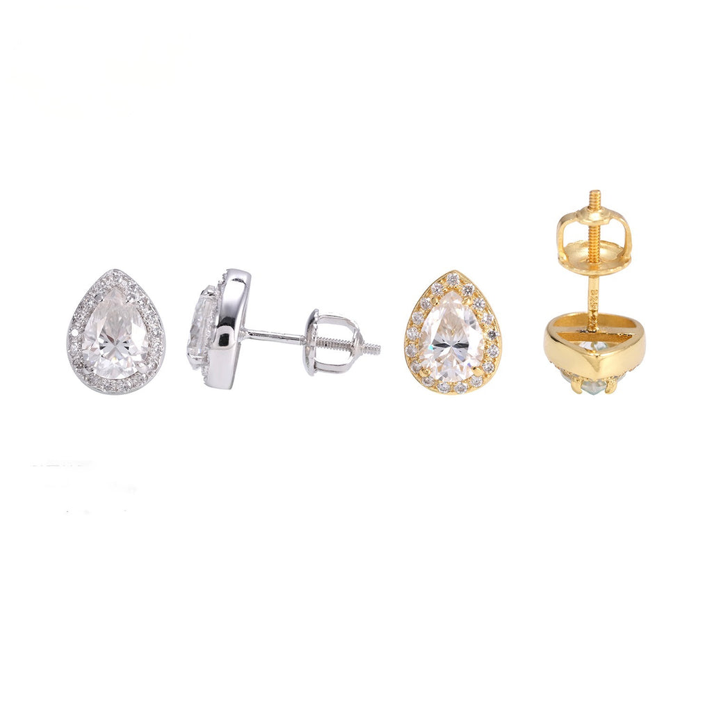 Pear Cut Moissanite Stud Earrings – Screw Back- Miles Jewellery