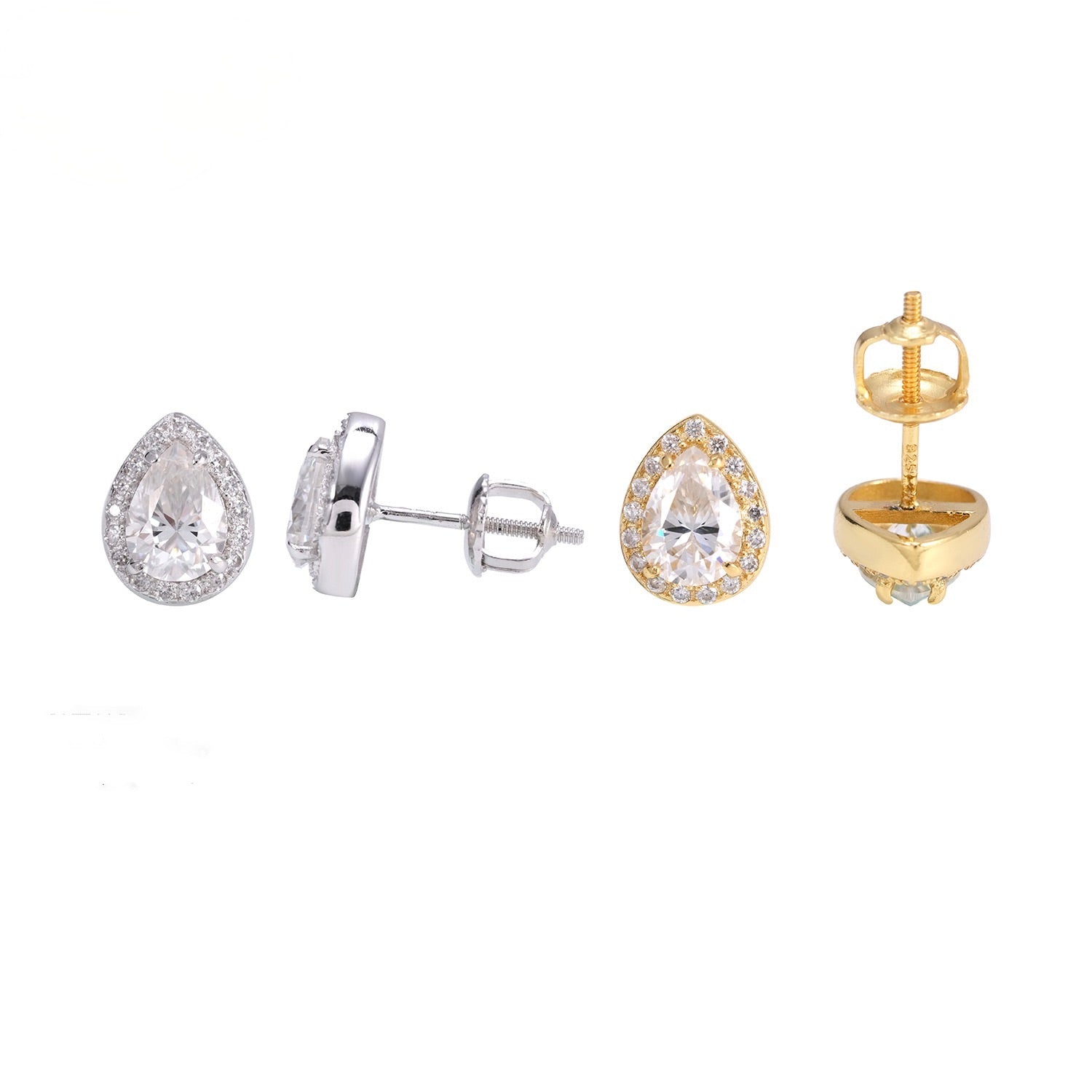Pear Cut Moissanite Stud Earrings – Screw Back- Miles Jewellery