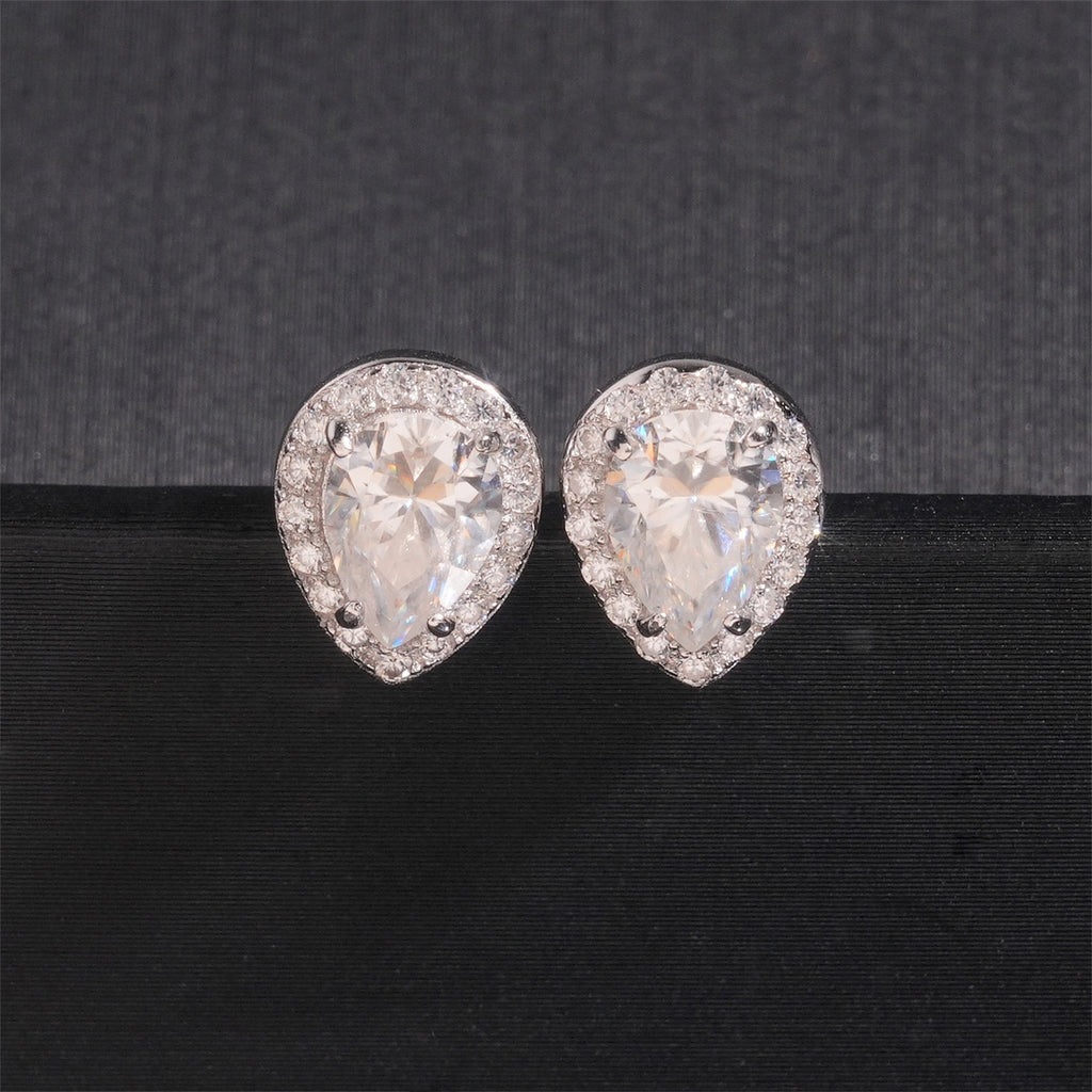 Pear Cut Moissanite Stud Earrings – Screw Back- Miles Jewellery
