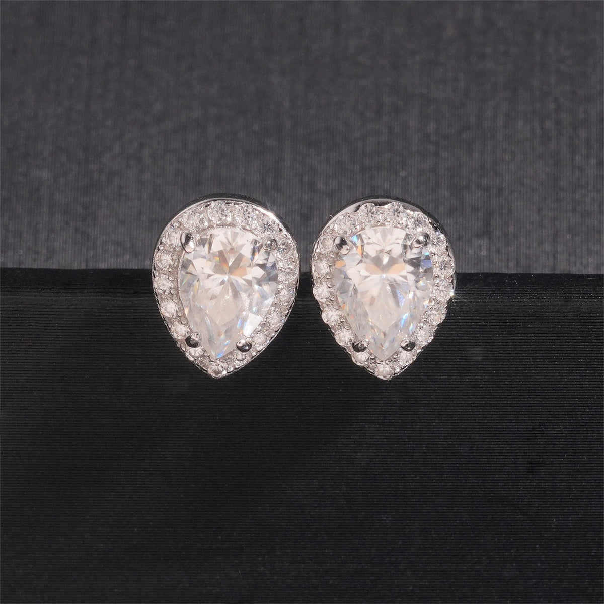 Pear Cut Moissanite Stud Earrings – Screw Back- Miles Jewellery