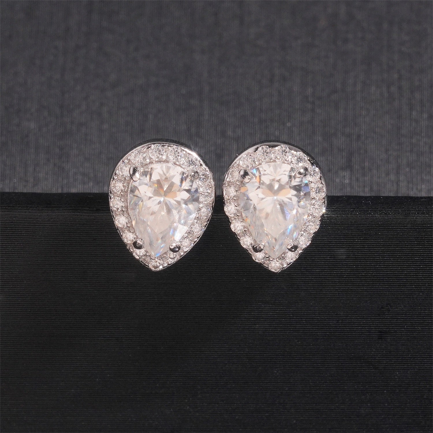 Pear Cut Moissanite Stud Earrings – Screw Back- Miles Jewellery