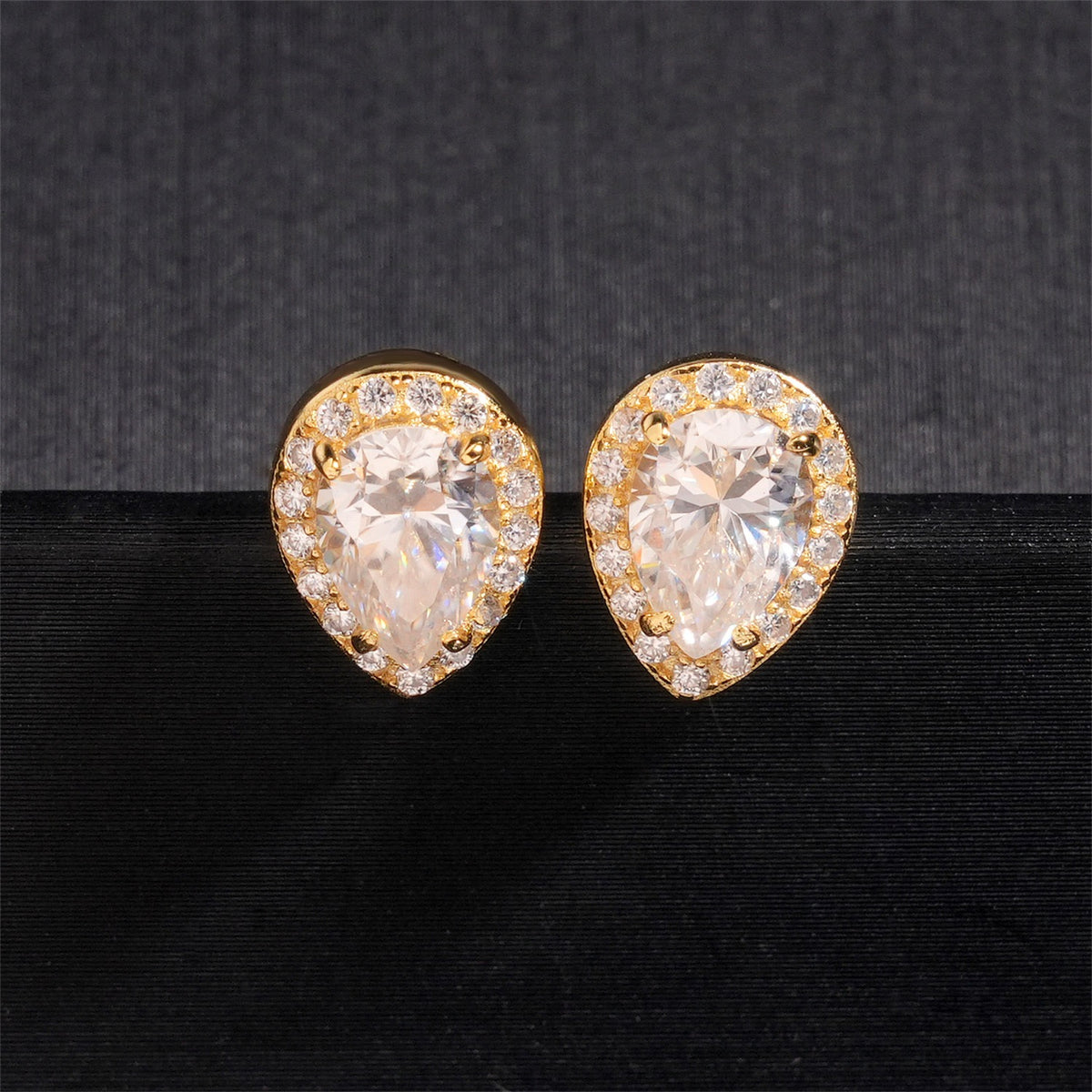 Pear Cut Moissanite Stud Earrings – Screw Back- Miles Jewellery