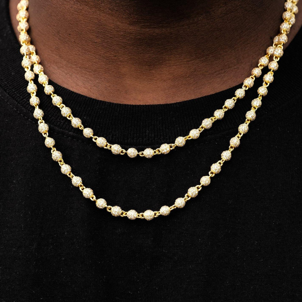 6mm Iced Out Bead Chain Necklace - CZ Diamond Beaded Chain Hip Hop Jewelry- Miles Jewellery