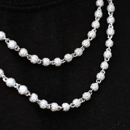 6mm Iced Out Bead Chain Necklace - CZ Diamond Beaded Chain Hip Hop Jewelry- Miles Jewellery