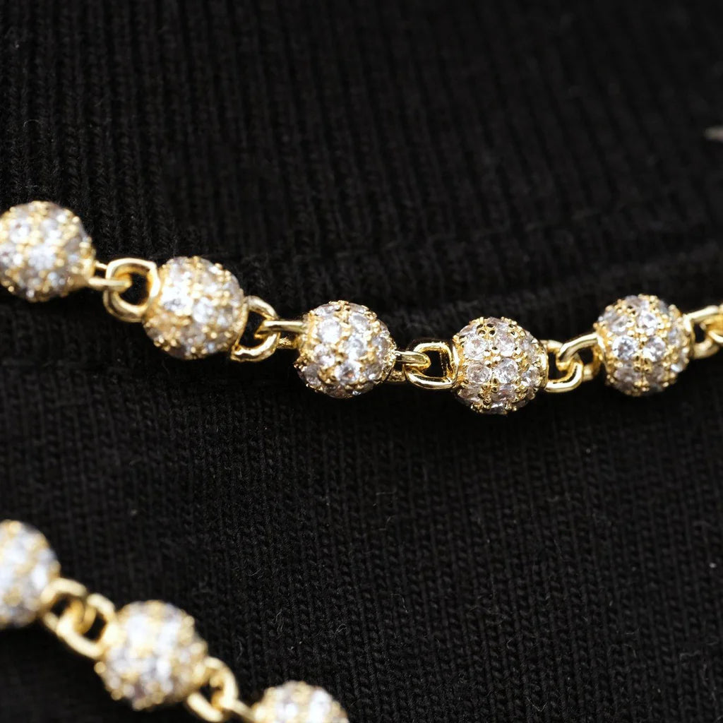 6mm Iced Out Bead Chain Necklace - CZ Diamond Beaded Chain Hip Hop Jewelry- Miles Jewellery