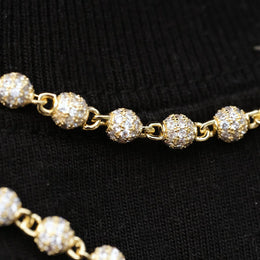 6mm Iced Out Bead Chain Necklace - CZ Diamond Beaded Chain Hip Hop Jewelry- Miles Jewellery