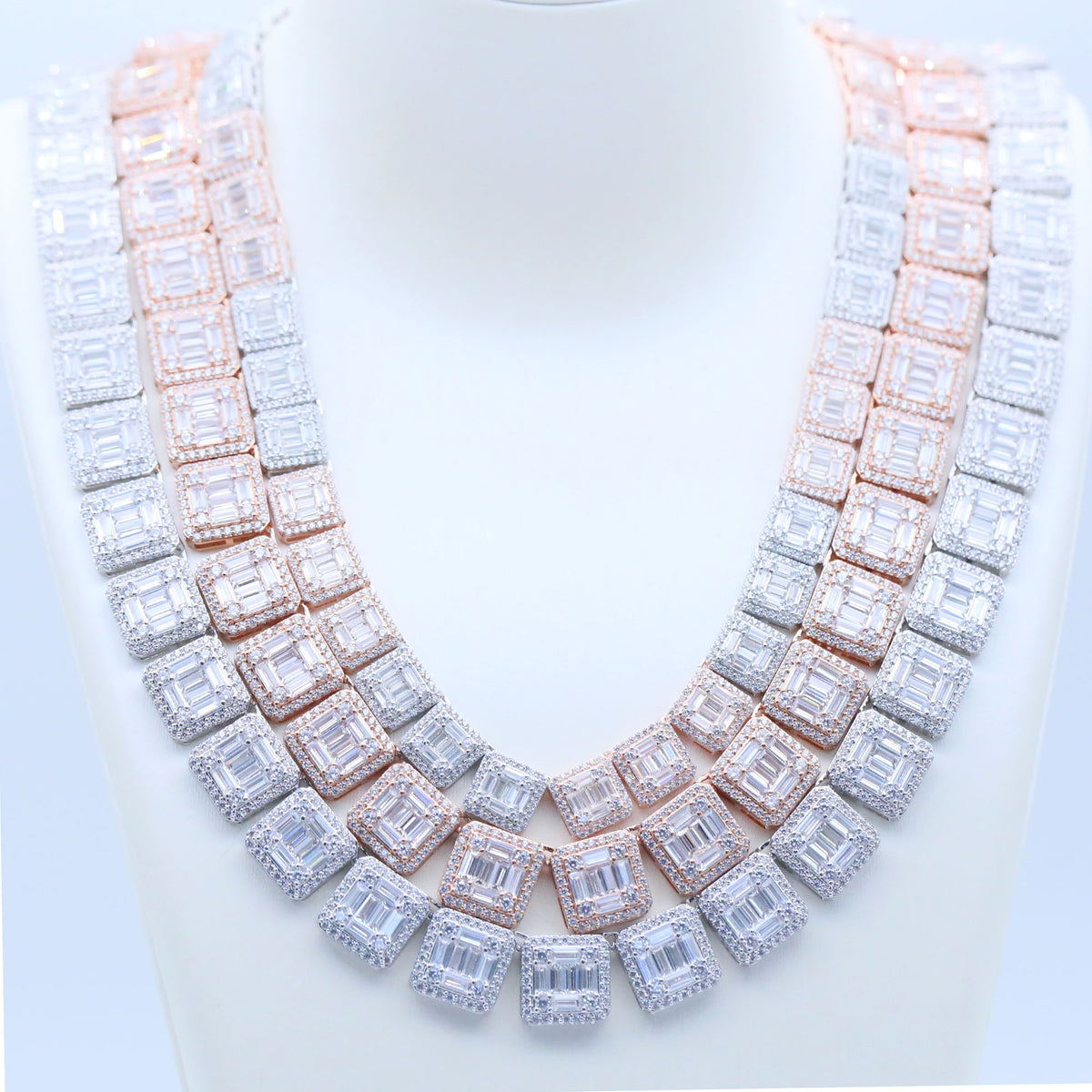 10mm Iced Out Square Link Necklace- Miles Jewellery