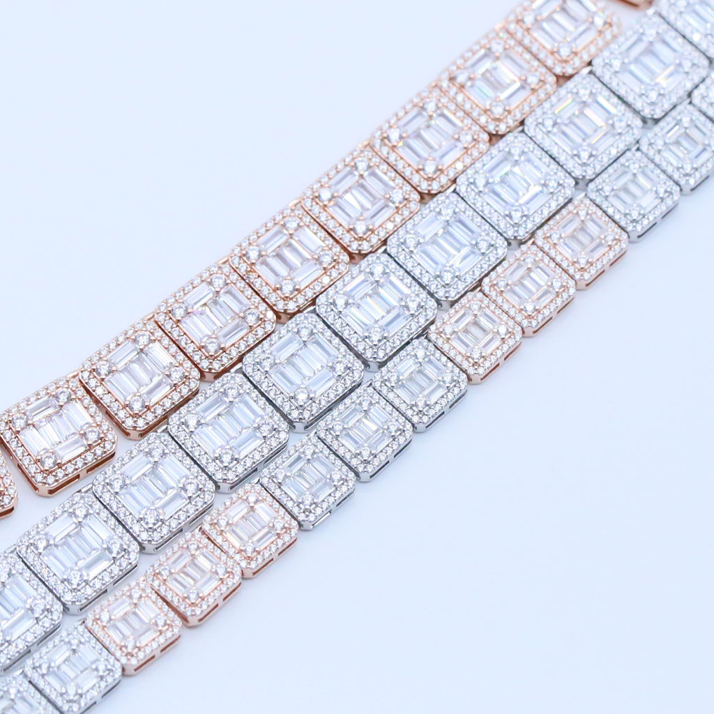 10mm Iced Out Square Link Necklace- Miles Jewellery