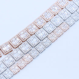 10mm Iced Out Square Link Necklace- Miles Jewellery
