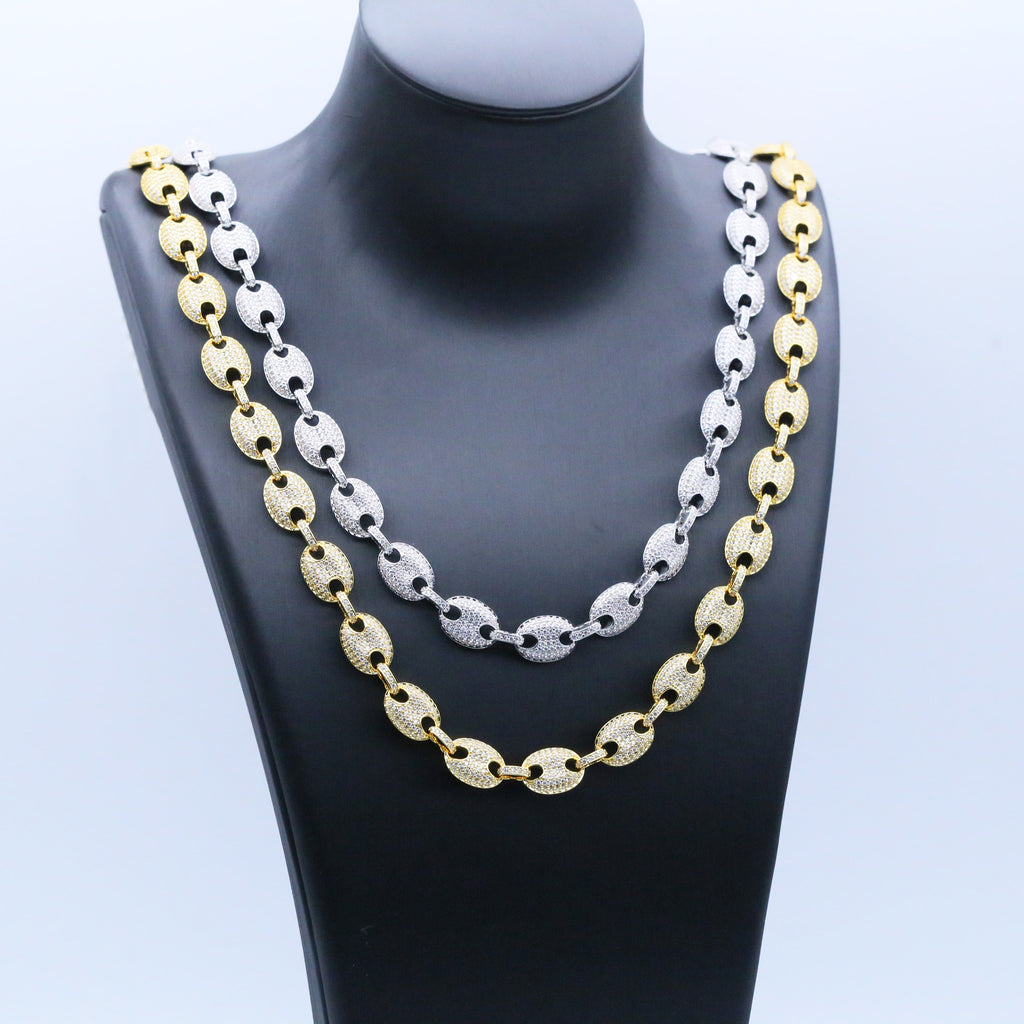 12mm Iced Coffee Bean Chain Necklace- Miles Jewellery