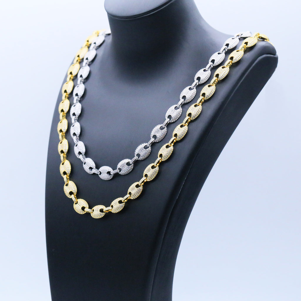 12mm Iced Coffee Bean Chain Necklace- Miles Jewellery