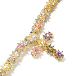Iced Out Color Flower Cross Pendant Necklace — product image 11