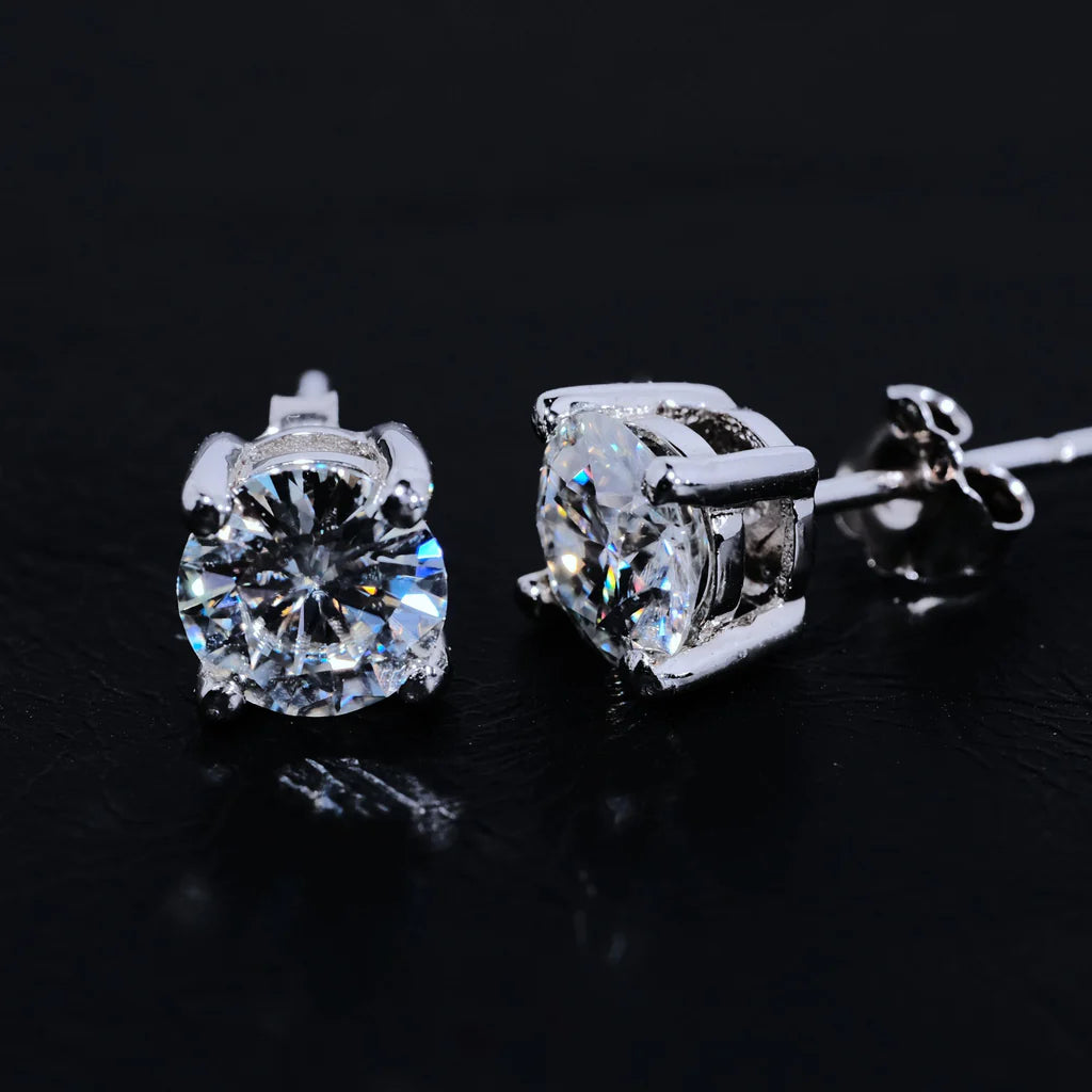 Round Cut VVS Moissanite Stud Earrings – 925 Sterling Silver - product image 27