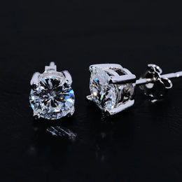 Round Cut VVS Moissanite Stud Earrings – 925 Sterling Silver - product image 27