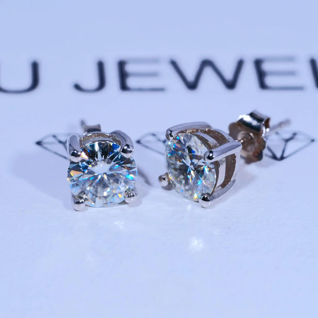 Round Cut VVS Moissanite Stud Earrings – 925 Sterling Silver - product image 28