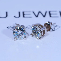 Round Cut VVS Moissanite Stud Earrings – 925 Sterling Silver - product image 28