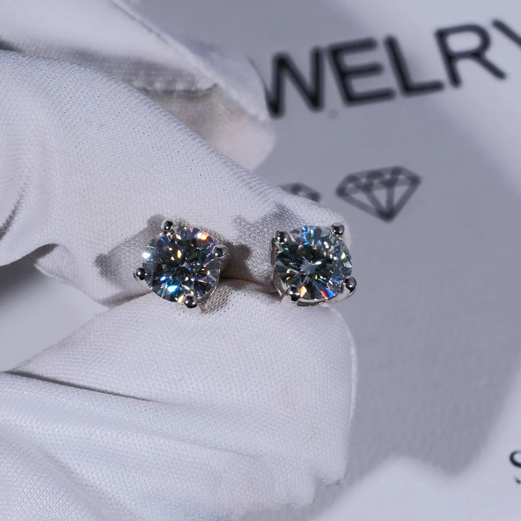 Round Cut VVS Moissanite Stud Earrings – 925 Sterling Silver - product image 21