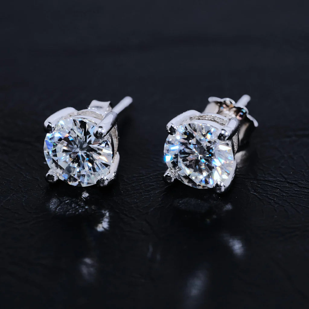 Round Cut VVS Moissanite Stud Earrings – 925 Sterling Silver - product image 29