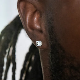4.25mm Princess Cut Diamond Stud Earrings in White Gold