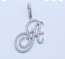 Iced Out Script Letter Pendant – Copper CZ- Miles Jewellery