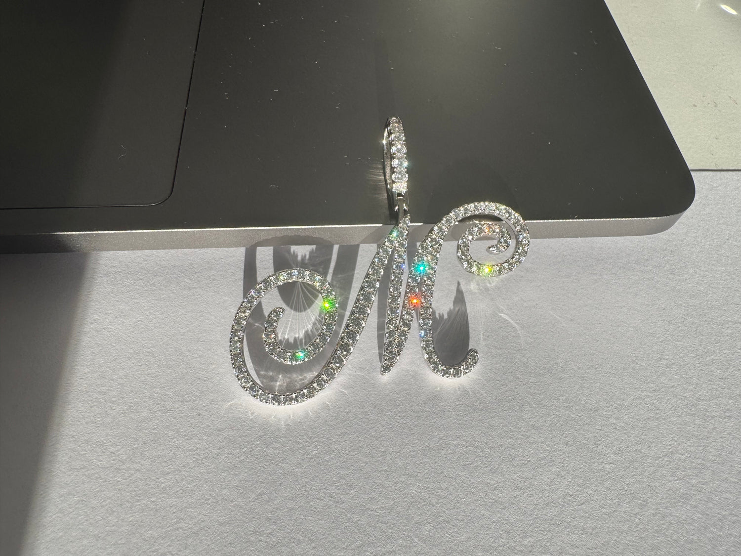 Iced Out Script Letter Pendant – Copper CZ- Miles Jewellery