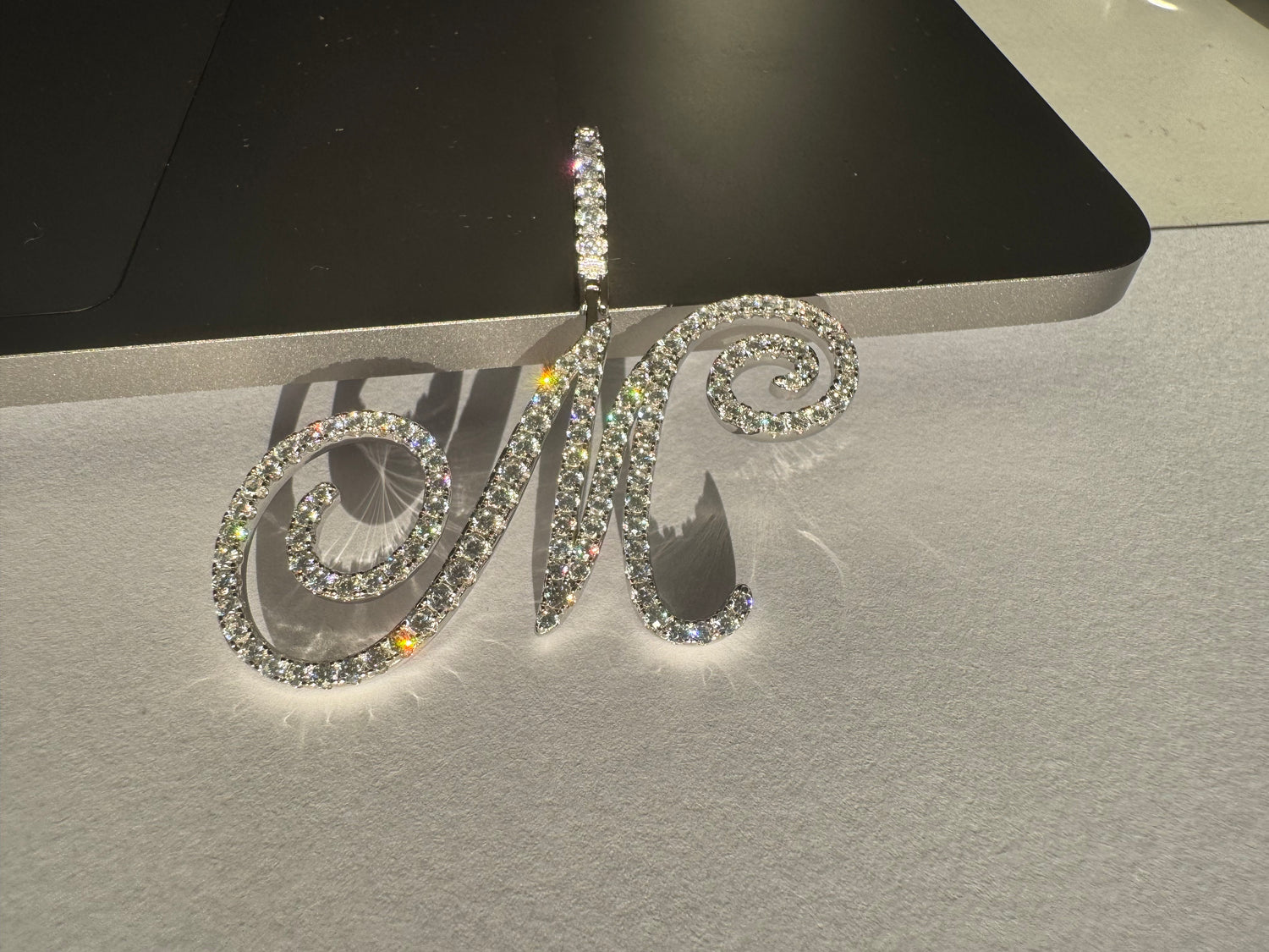 Iced Out Script Letter Pendant – Copper CZ- Miles Jewellery