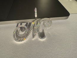 Iced Out Script Letter Pendant – Copper CZ- Miles Jewellery