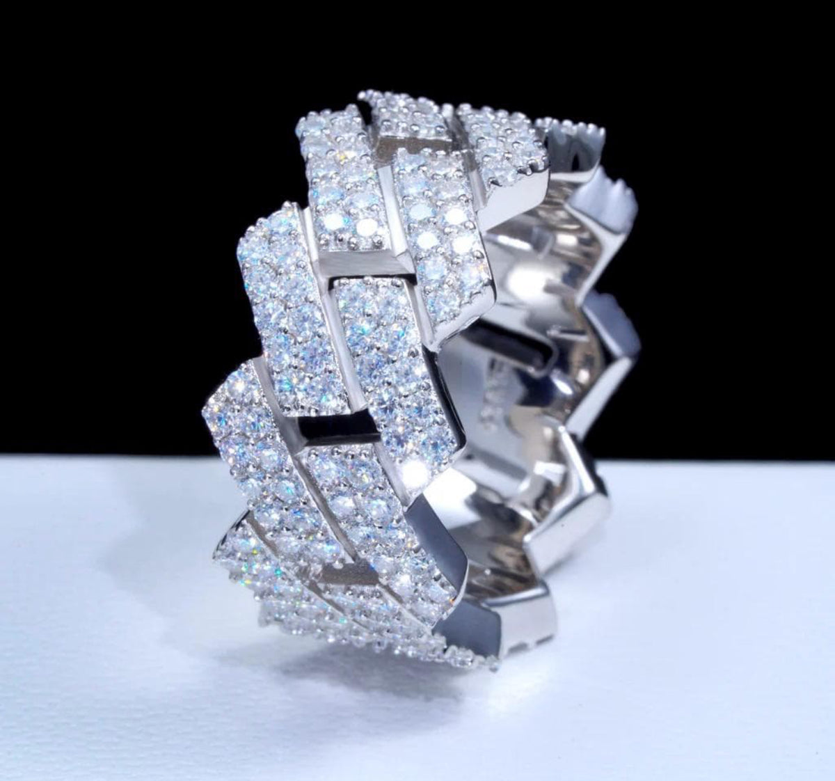 10mm Iced Out Cuban Link Ring – Hip Hop Statement Ring- Miles Jewellery